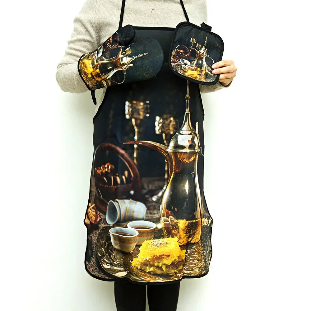 Ramadan Mubarak cooking baking apron pot holder Oven mitt Eid al-Fitr Muslim Islamic Kareem Suhoor Iftar kitchen decoration gift
