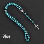 Fashion Vintage Cross Necklace Rosary Beads Chain Jesus Crucifix Virgin Mary Pendant Chain Jewelry Necklace