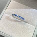 Wedding Rings for Women 925 Sterling Silver 2mm Natural Sapphire Band Ring