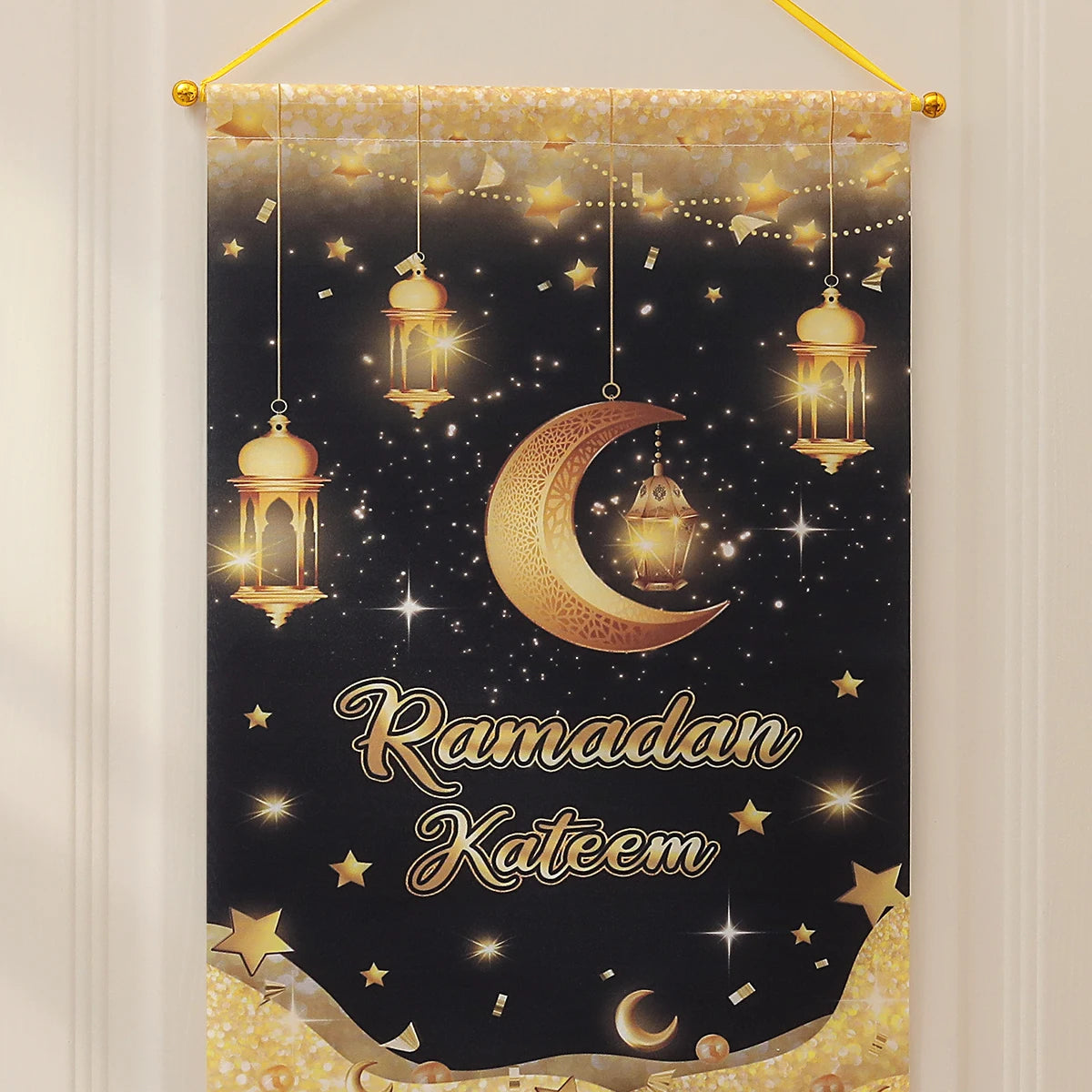 Ramadan Irregular Flag Hanging Moon Stars Door Hanging Wall Decoration Party Decoration Hanging Pieces Banner 1 Set 1 Piece