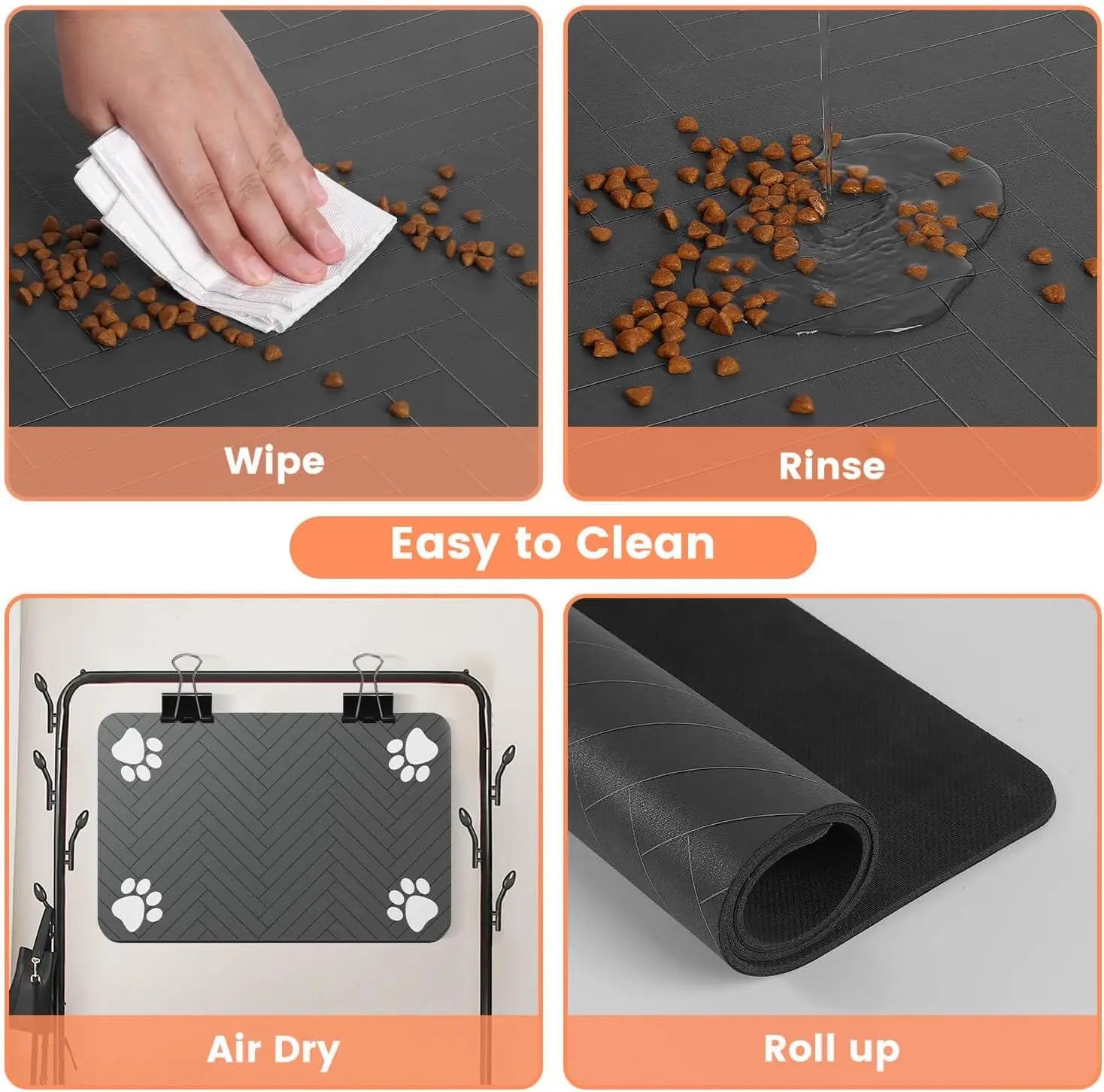 Pet Feeding Mat-Absorbent Placemat for Food and Water Bowl, with Waterproof Rubber Backing, Quick Dry Water Mat for Dog& Cat