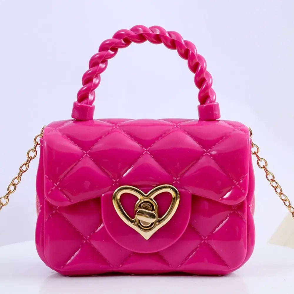 Kids PU Leather Crossbody Bags Girls Heart Shoulder Bags Children Mini Coin Purses Jelly Bag