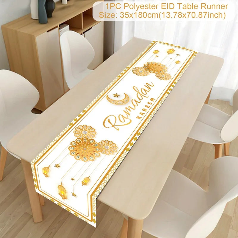 Ramadan Kareem Polyester Table Runner Decoration For Home Islamic Muslim Party Supplies Gift EID Mubarak