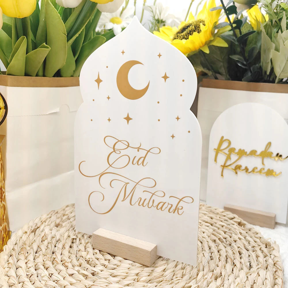 Reusable Acrylic Ramadan Calendar Board & Wooden Base ,2026 Eid Mubarak Table Decoration,Ramadan Kareem Party Supplies