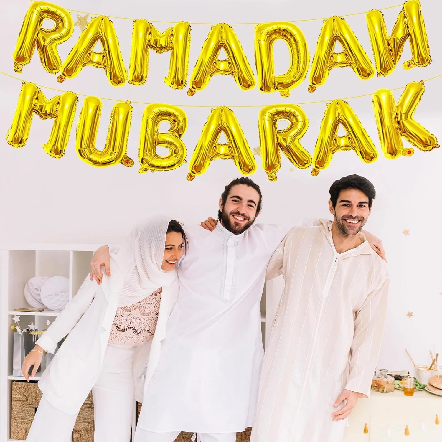Golden RAMADAN MUBARAK letter Balloon Set, Happy Ramadan Decoration, Islamic Muslim Party Decoration Items Gift
