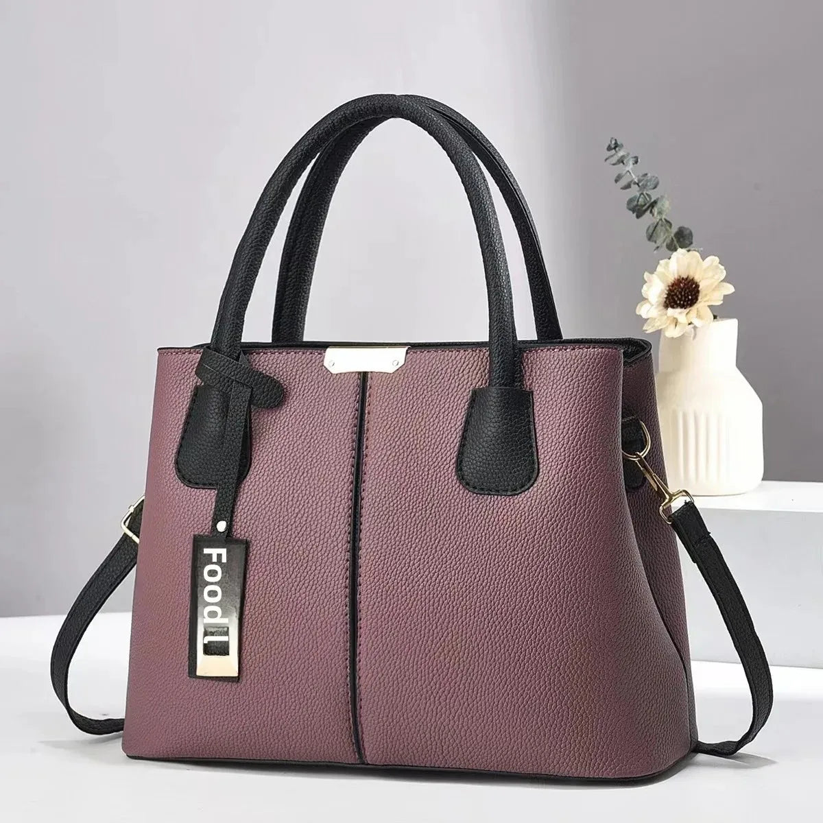 Simple Women's PU Leather Shoulder Bag Large Capacity Handbag.