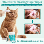 Pet Ear Wipes, Ear Cleaner Finger Wipes for Cats and Dogs, Soft & Easy Otic Cleaning Pads, Pet Supplies
