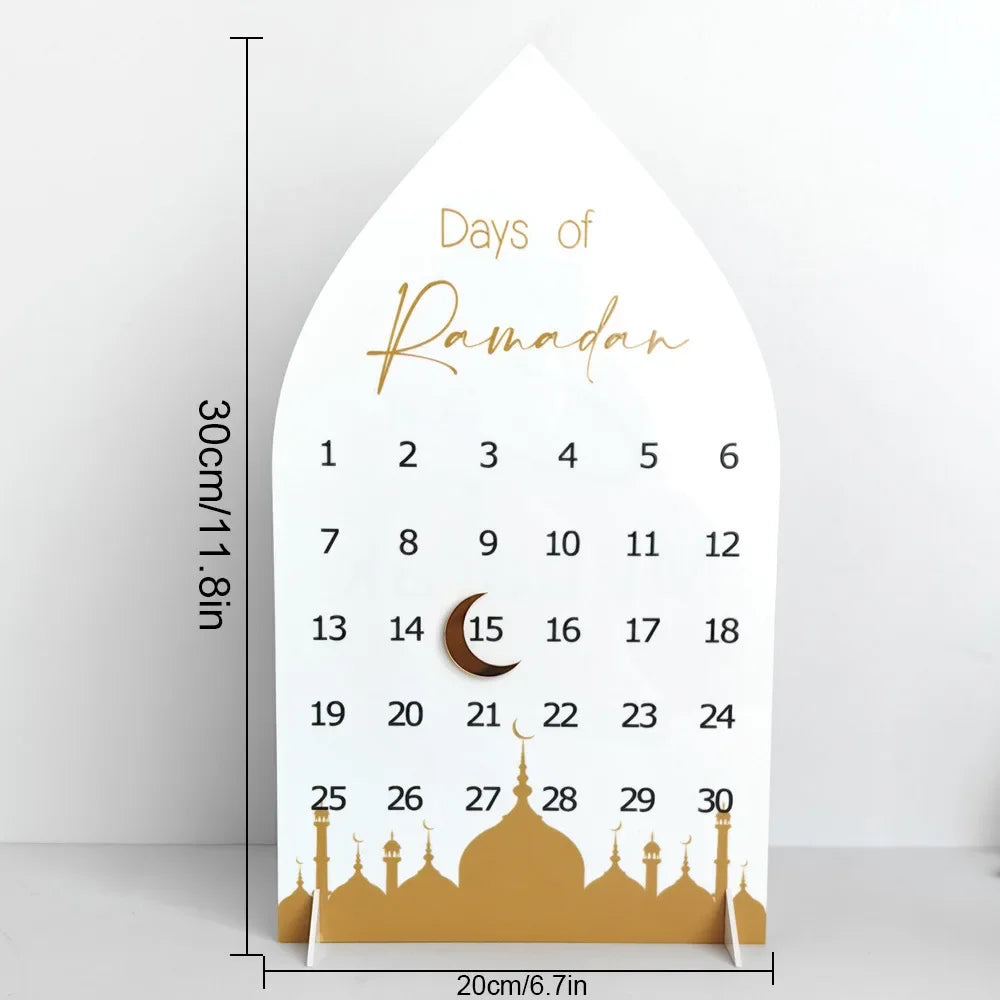Acrylic Ramadan Advent Countdown Calendar Ramadan Decorations for Home Eid Mubarak Table Decor 30 Days Countdown Calendar
