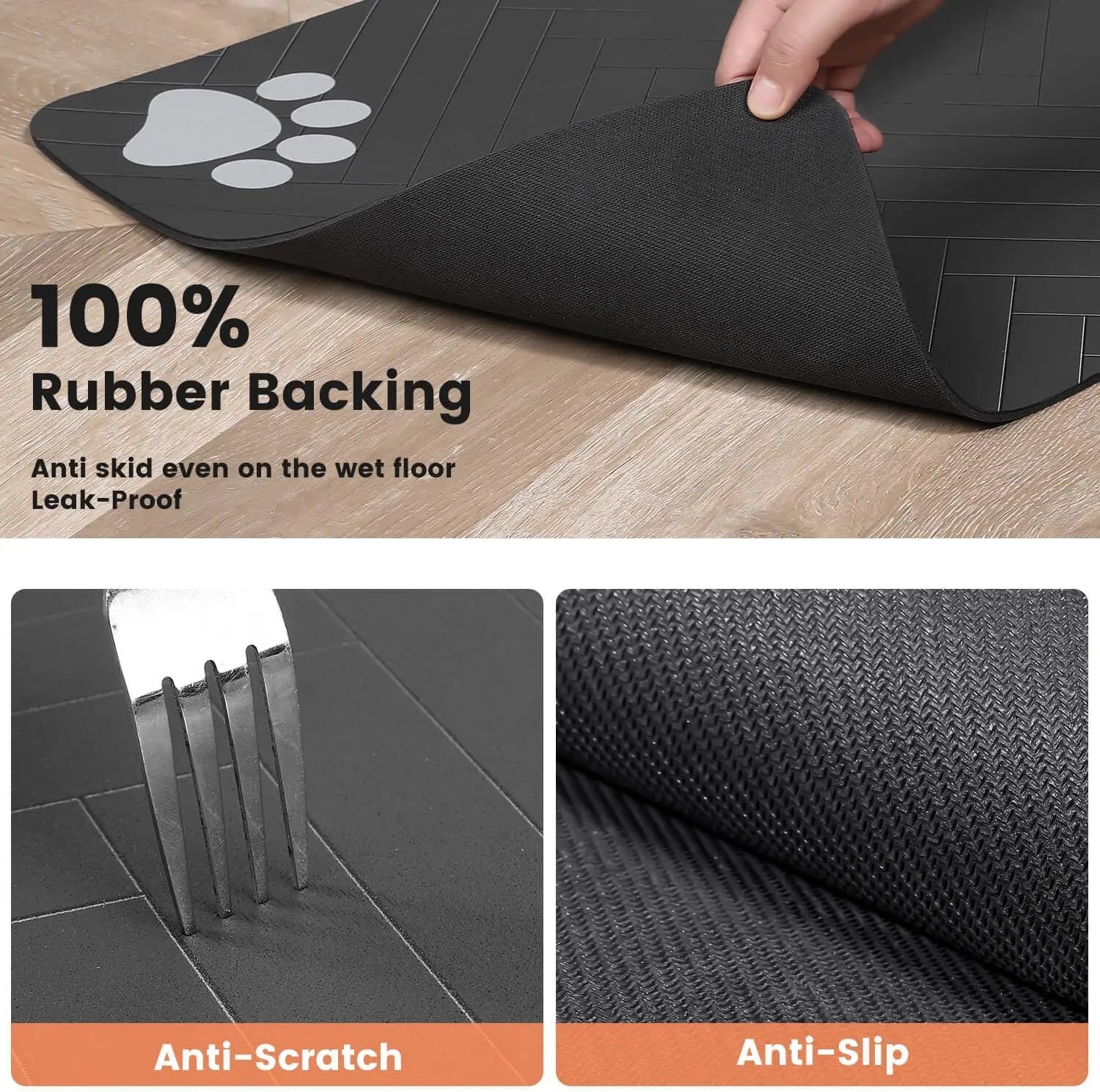 Pet Feeding Mat-Absorbent Placemat for Food and Water Bowl, with Waterproof Rubber Backing, Quick Dry Water Mat for Dog& Cat