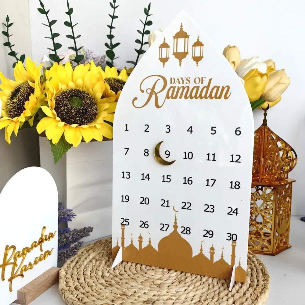 Acrylic Ramadan Advent Countdown Calendar Ramadan Decorations for Home Eid Mubarak Table Decor 30 Days Countdown Calendar