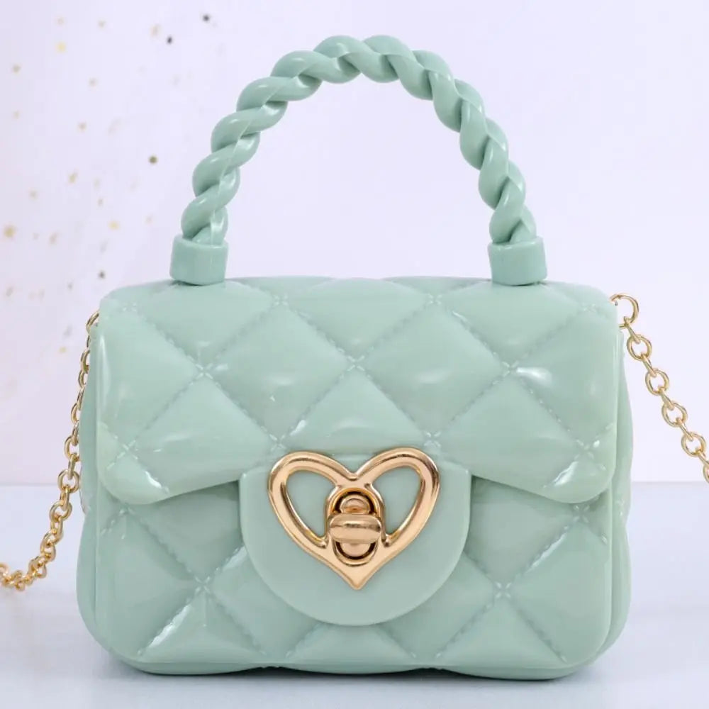 Kids PU Leather Crossbody Bags Girls Heart Shoulder Bags Children Mini Coin Purses Jelly Bag