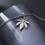 Stainless Steel Necklace For Women Maple Leaf Choker Pendant Chain Engagement Jewelry korean Fashion