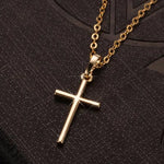 Fashion Christian Jesus Cross Necklaces Silver Color Long Chain Simple Pendants For Women Men