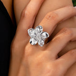 Women's Ring, Flower Metal Opening, adjustable Size Ring, Suitable for Daily Wear.