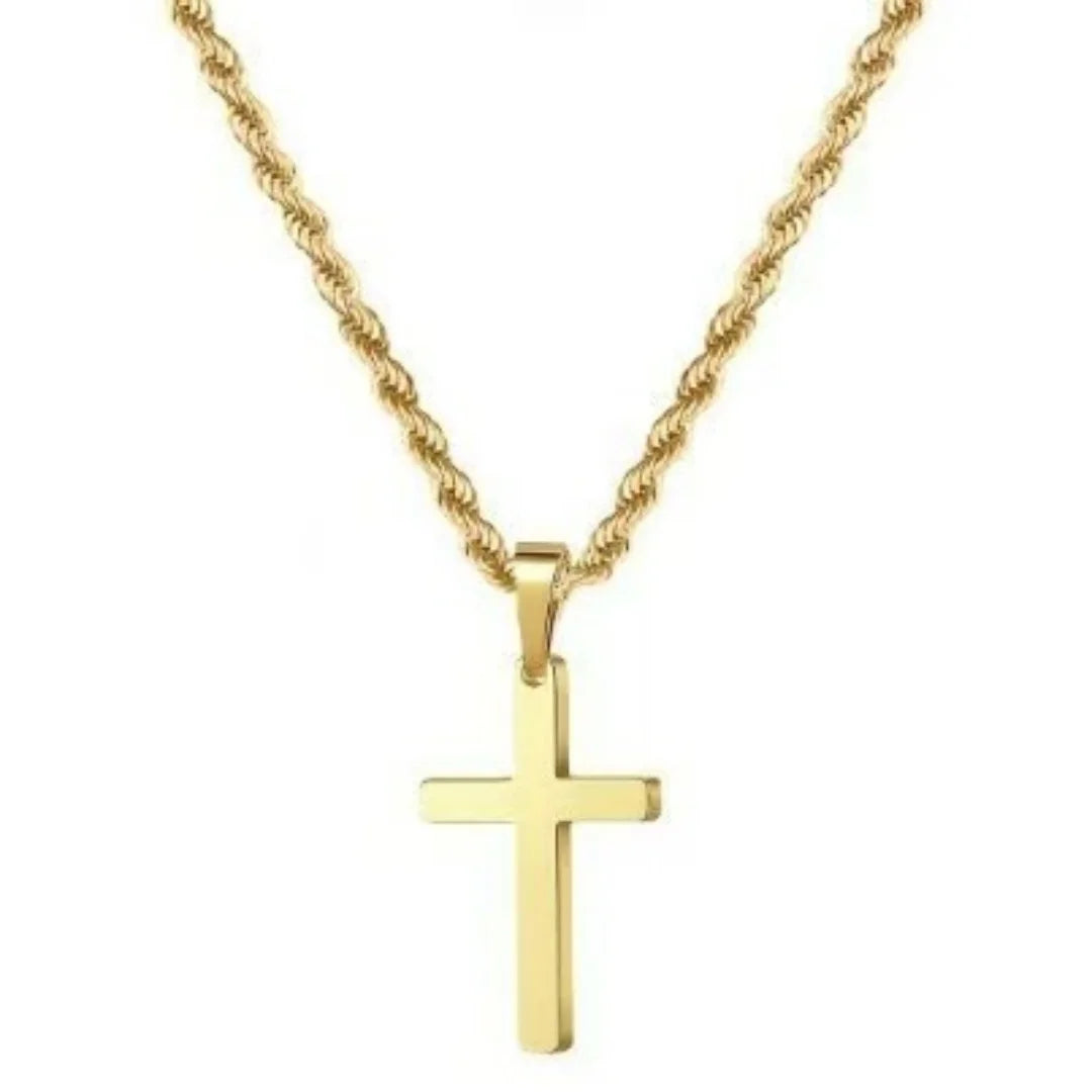 Cross pendant necklace, unisex minimalist gold jewelry, suitable for both men and women