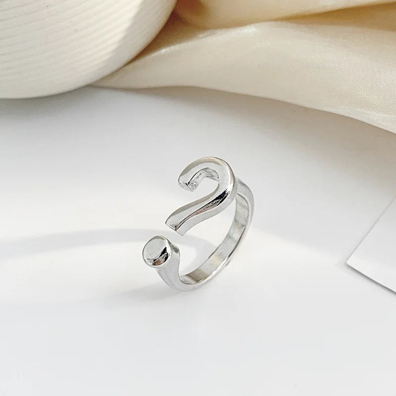 Question Mark Rings for Women Finger Ring Streetwear Adjustable Ring Party Anniversary Jewelry Gift