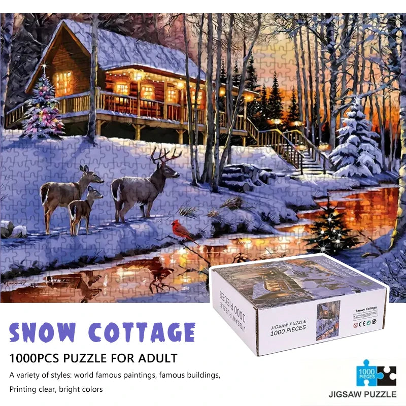 70cm*50cm 1000pcs Winter Snow Cottage Collection Jigsaw Puzzle