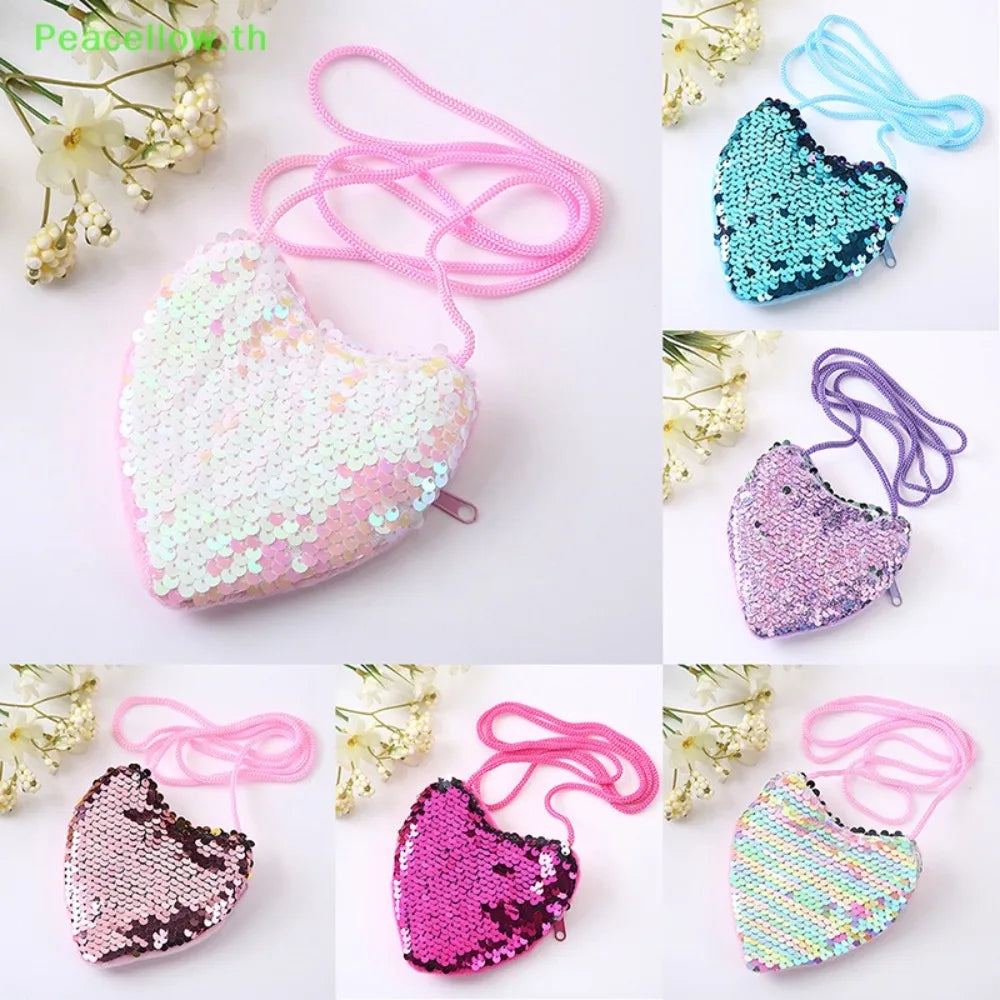 Decorative Kids Tote Bag Heart/Round Shape Shoulder HandBags Kids Coin Purse Bag.