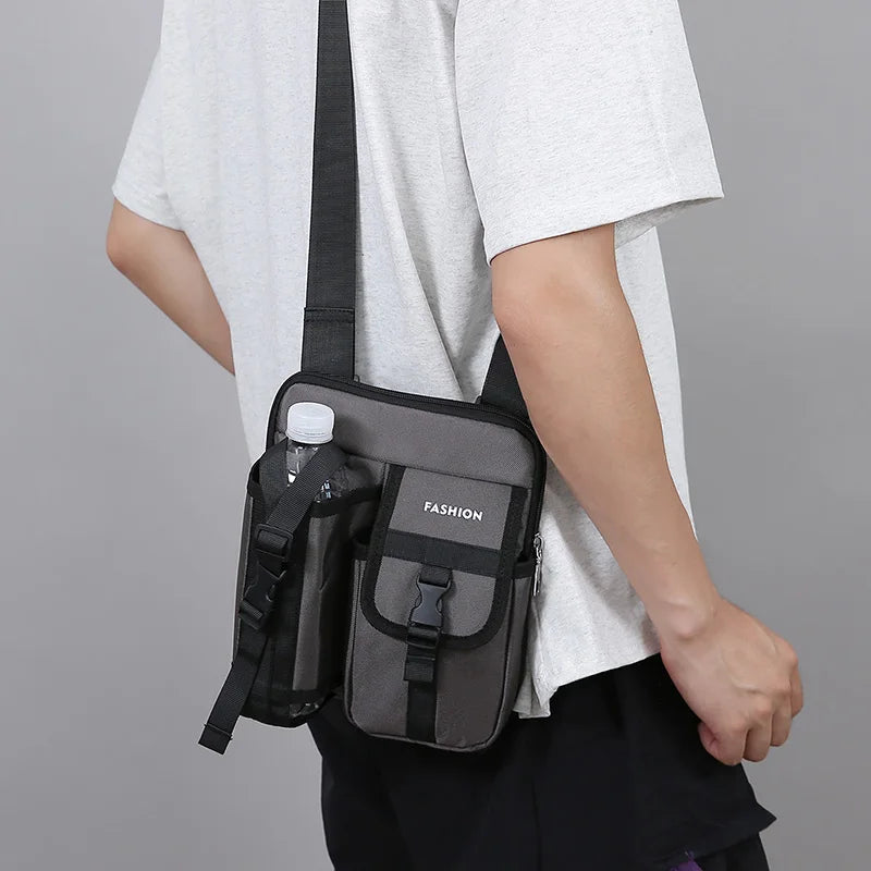 The New Men's Bag Is A Single-Shoulder Crossbody Bag With A Large Capacity And A Water Bottle Pocket It Is A Casual Travel Bag