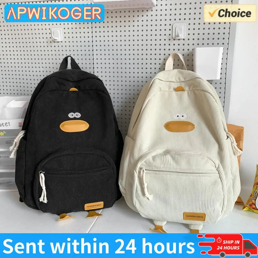 Cartoon Duck Kids Backpack Bag for Girls Boys Canvas Primary Student Children School Bags.