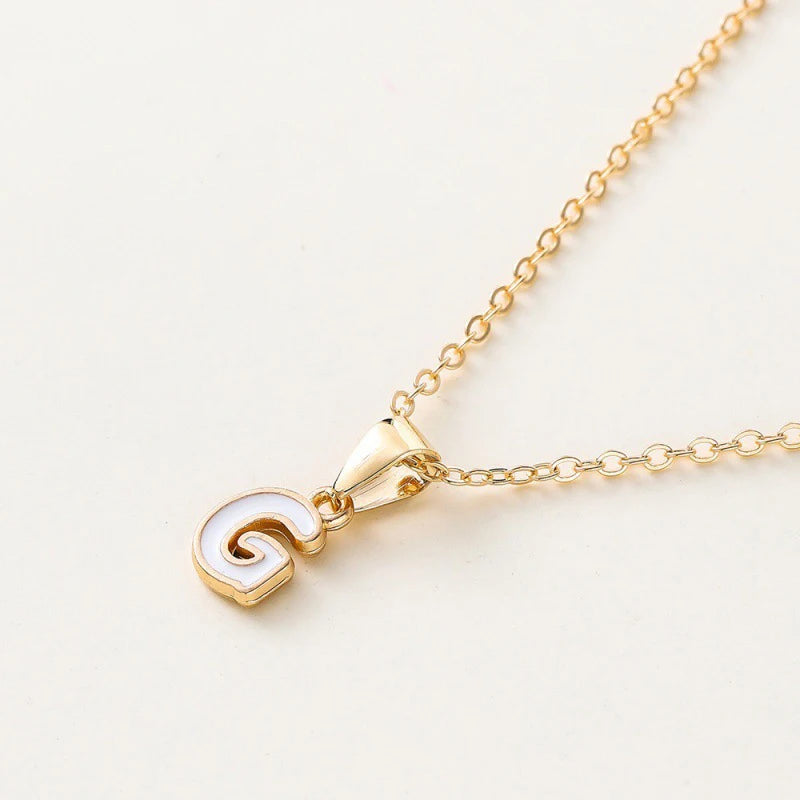 Name Initial Necklace For Women Simple Enamel A-Z Alphabet Pendants Choker Letter Necklaces Fashion Clavicle Chain Jewelry Gifts