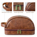 Men's leather makeup bag for travel men's high-end sense large capacity storage bag.