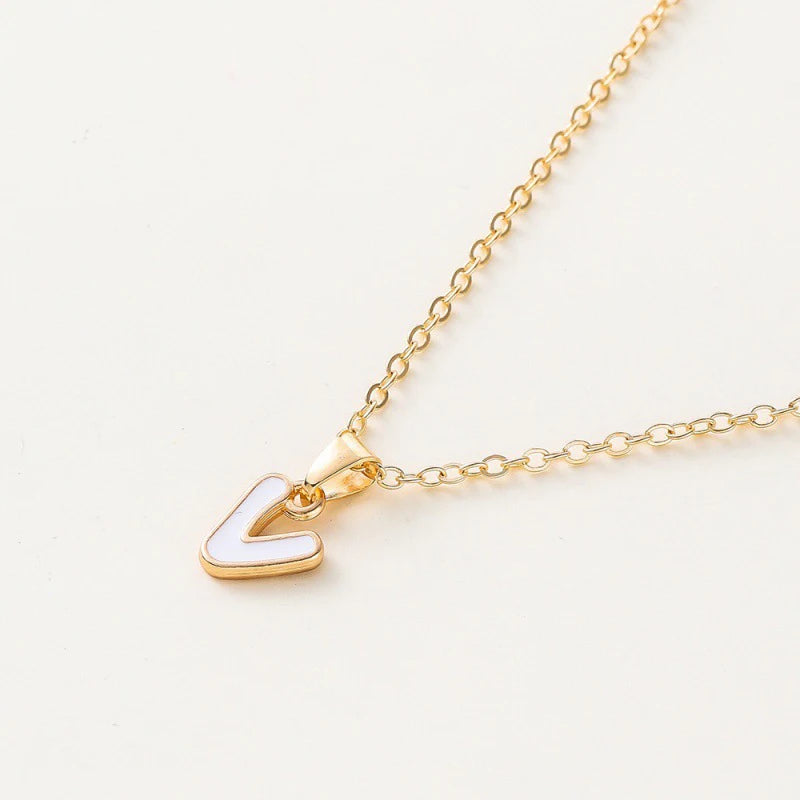 Name Initial Necklace For Women Simple Enamel A-Z Alphabet Pendants Choker Letter Necklaces Fashion Clavicle Chain Jewelry Gifts