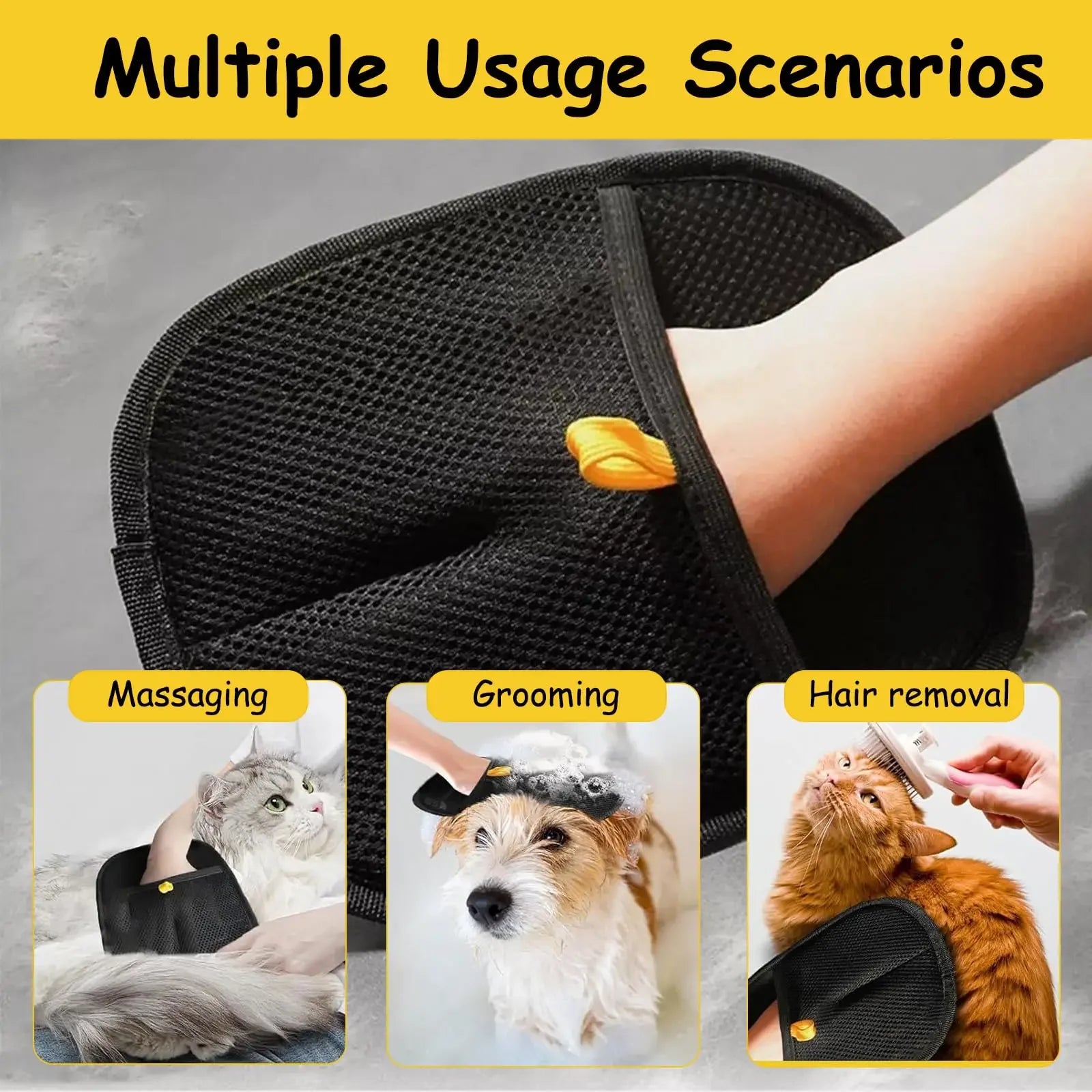 Pet Hair Removal Tool Reusable Static Gloves, Double-Sided Grooming Gloves for Pets, for Carpets