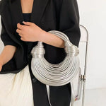 Handbags for Women 2026 New Gold Luxury Designer Brand Handwoven Noodle Bag.