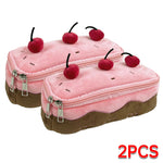 Cute Pencil Bag Plush Cherry Cake Pencil Case Large Capacity Kawaii Pencil Pouch for Girls Kids Back to School Acsesories Gift