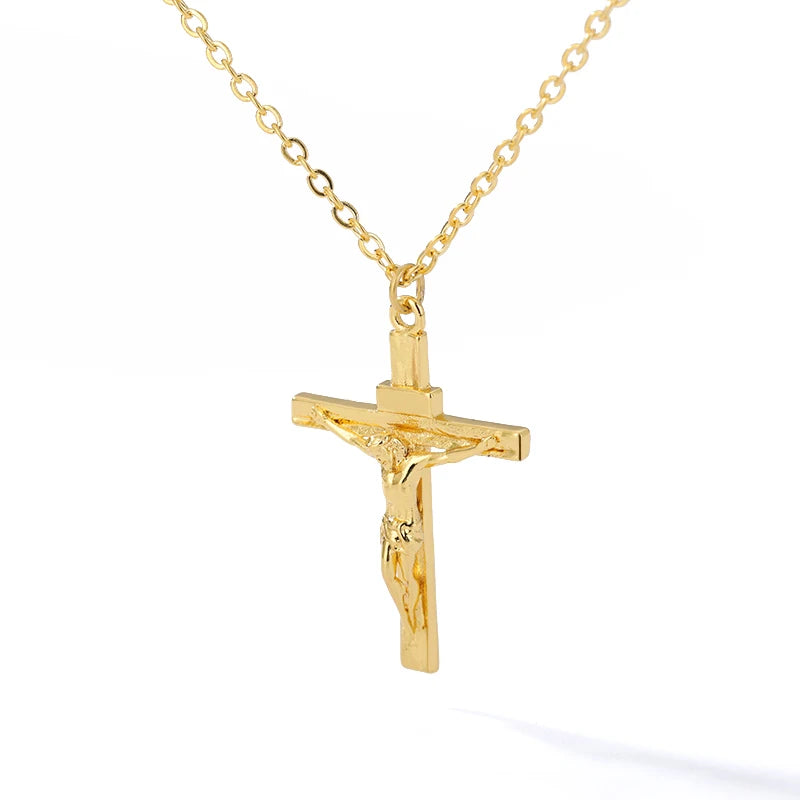 Religion Cross Necklace For Women Men Stainless Steel Chains Choker Christian Jesus Cross Pendants Jewelry Prayer Baptism Gifts