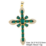 Religious Talisman Jewelry Accessories Handmade 18K Real Gold Plated Cz Paved Catholic Christian Cross