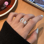 Rings for Women Couple 925 Sterling Silver Minimalist Handmade Simple Wide Interware Ring