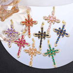 Religious Talisman Jewelry Accessories Handmade 18K Real Gold Plated Cz Paved Catholic Christian Cross