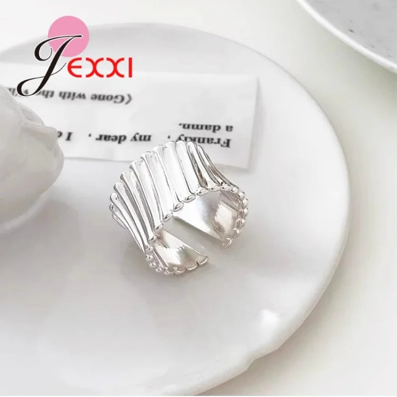 Rings for Women Couple 925 Sterling Silver Minimalist Handmade Simple Wide Interware Ring