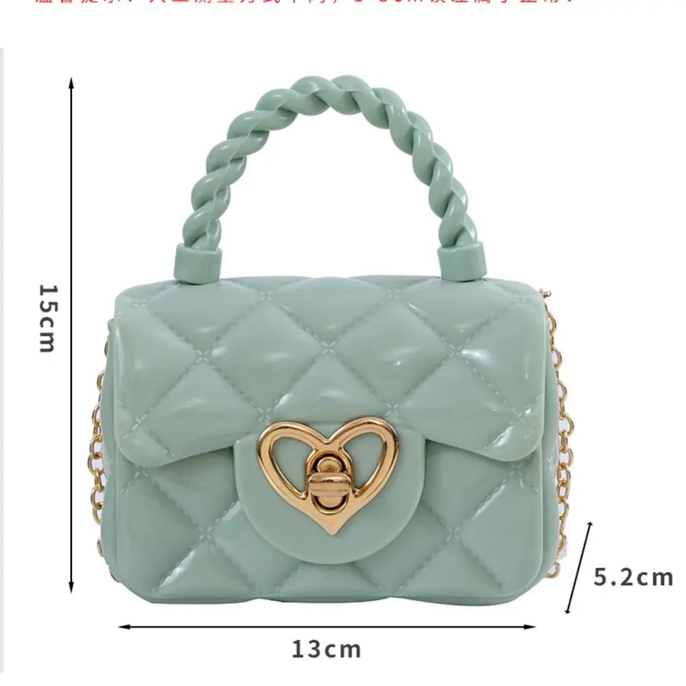 Kids PU Leather Crossbody Bags Girls Heart Shoulder Bags Children Mini Coin Purses Jelly Bag