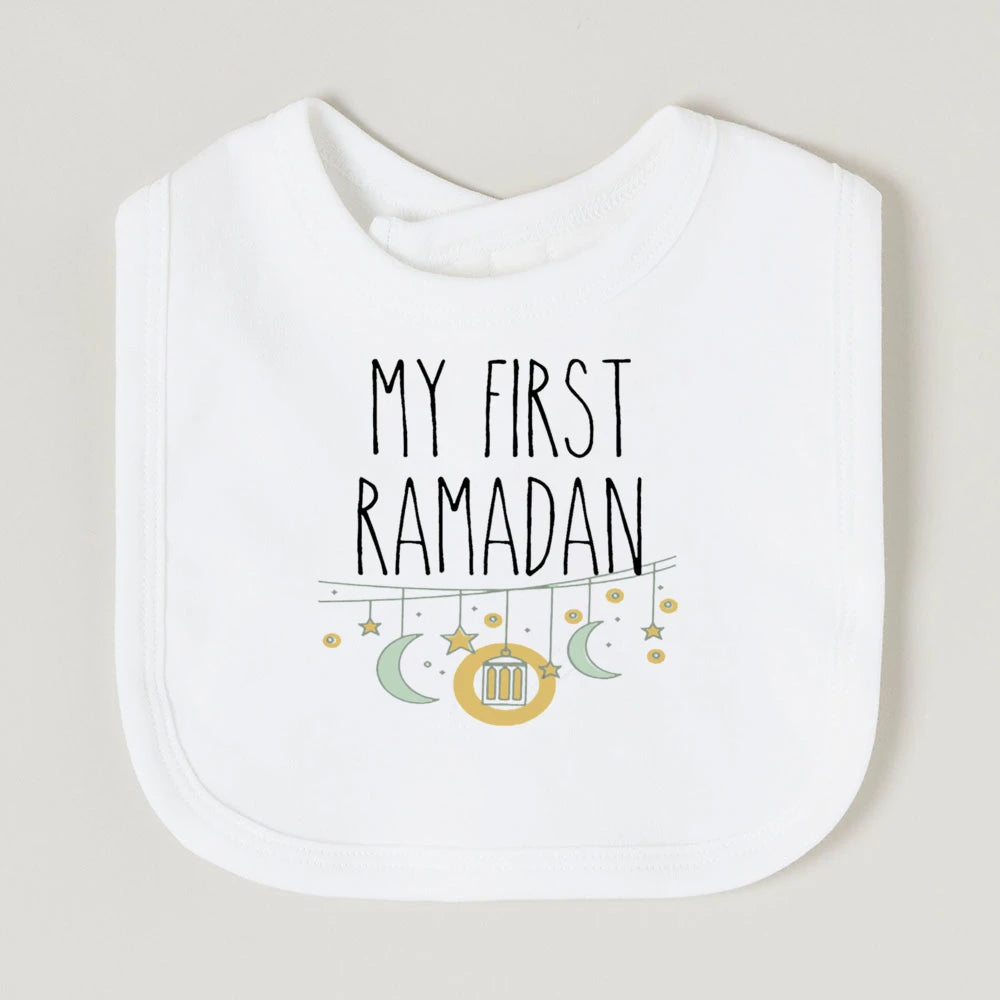 Moon Star My First Ramadan Baby Bibs Boys Girls Cotton Bib Newborn Saliva Bib Eid Mubarak Muslim Islamic Festival Keepsake Gift