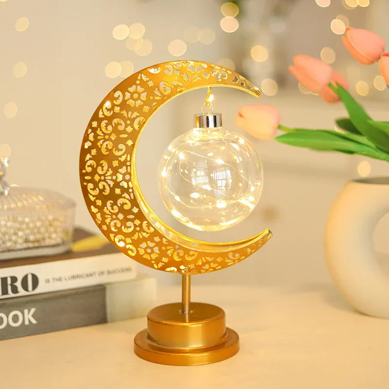 Ramadan Moon Led Light 2026 Eid Mubarak Decoration Metal Lamp