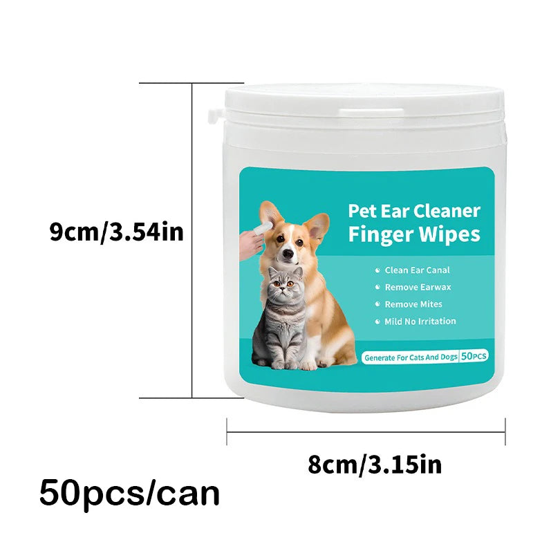 Pet cleaning products Ear cleaning wipes, fingertips, mite removal for Cat and dog ear cleaning
