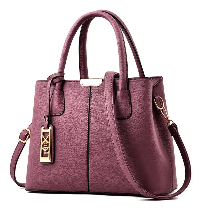 Simple Women's PU Leather Shoulder Bag Large Capacity Handbag.