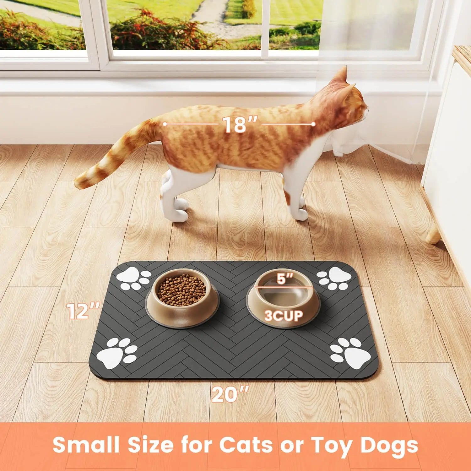 Pet Feeding Mat-Absorbent Placemat for Food and Water Bowl, with Waterproof Rubber Backing, Quick Dry Water Mat for Dog& Cat