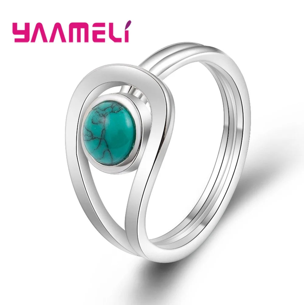 925 Sterling Silver Rings For Women Circle Fashion Jewelry Beautiful Gift