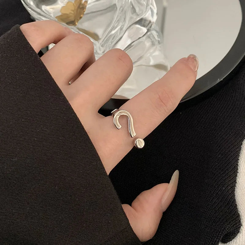 Question Mark Rings for Women Finger Ring Streetwear Adjustable Ring Party Anniversary Jewelry Gift