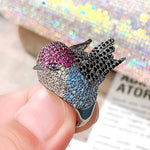 Rainbow Bird Rings for Women Hyperbole Female Finger Accessories