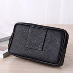 Man Multi-Function Mini Waist Bag PU Leather Double Layer Zipper Phone Card Bag Men's Packs Belt Messager Shoulder Bags