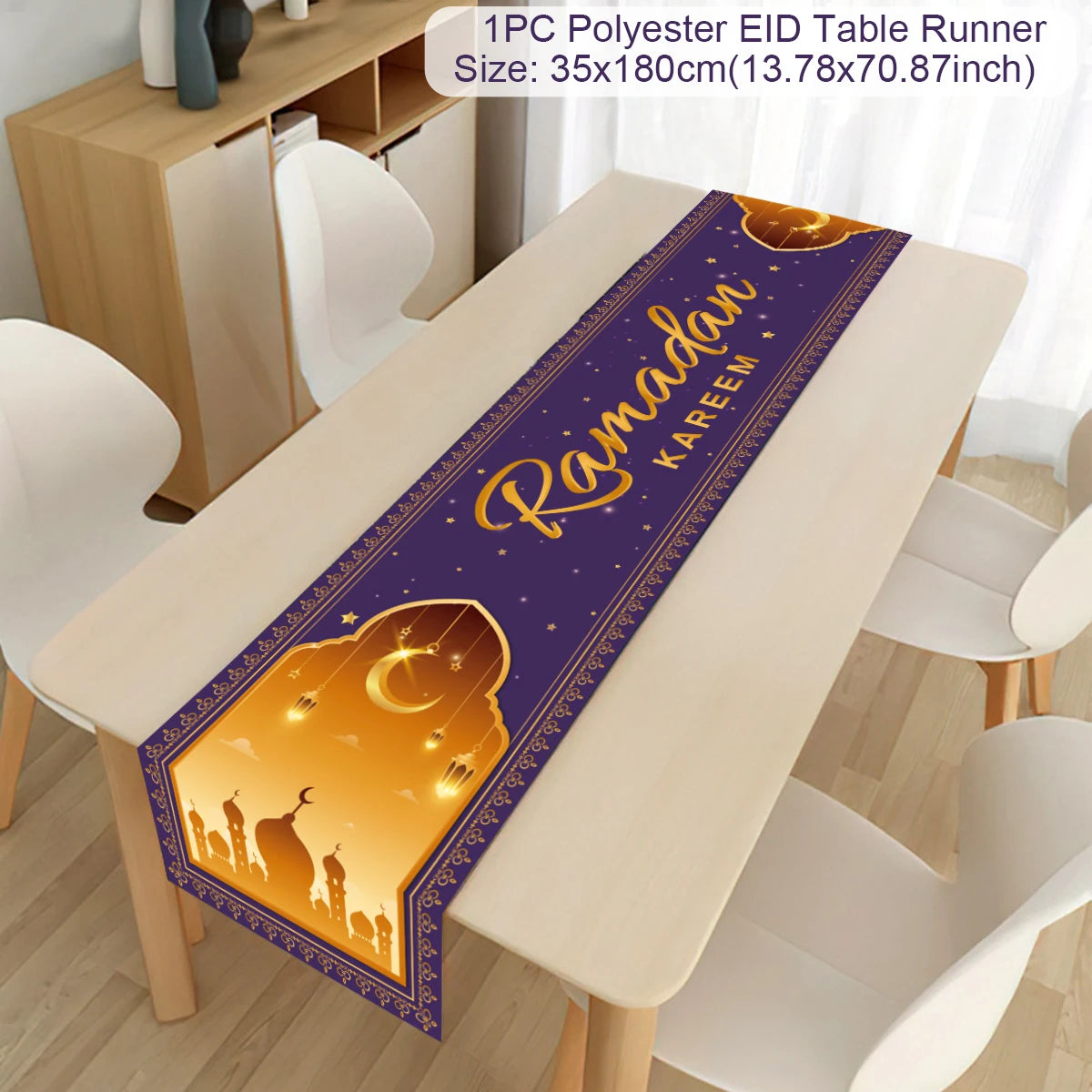 Ramadan Decor Table Runner EID Mubarak Decoration For Home Tablecloth Ramadan Kareem Islamic Muslim Party Eid Al Adha Gifts