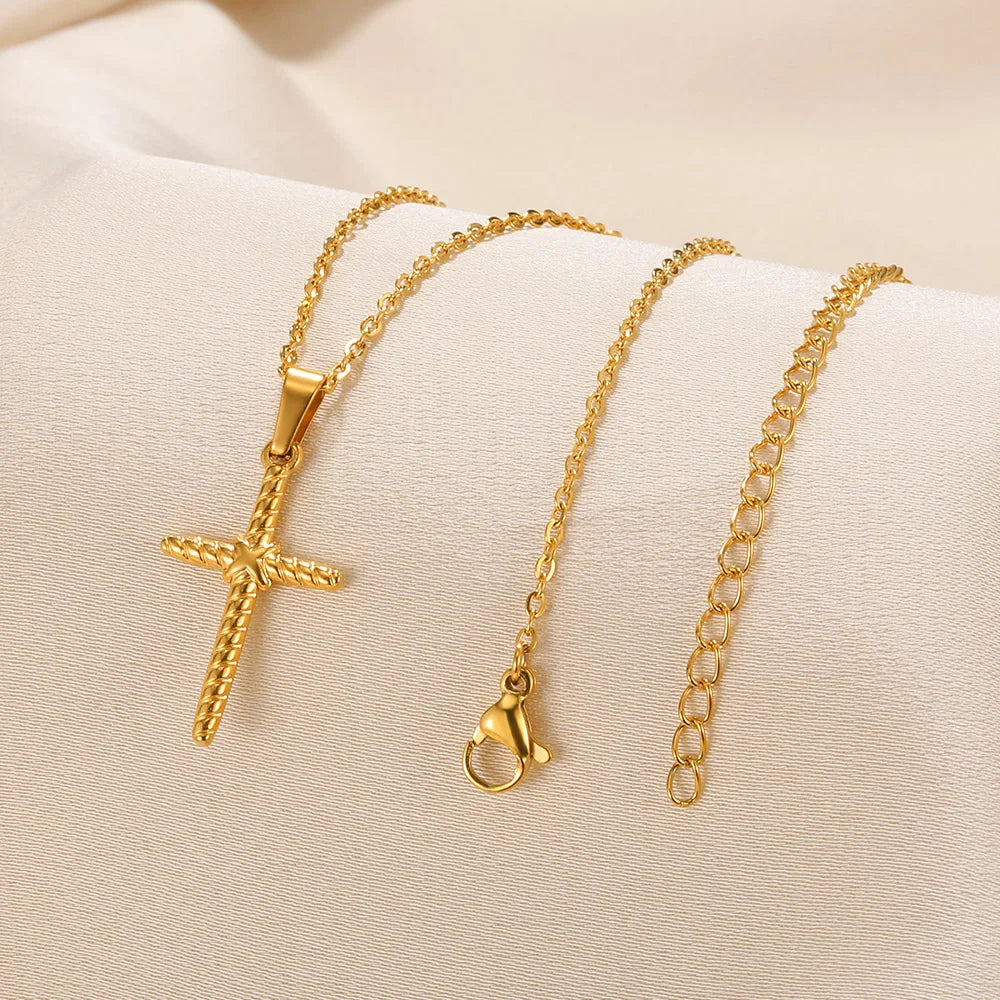 Necklace For Women Classic Cross Collar Gold Color Egyptian Nile Ankh Choker Stainless Steel Chain Aesthetic Jewelry Gift