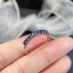 Wedding Rings for Women 925 Sterling Silver 2mm Natural Sapphire Band Ring