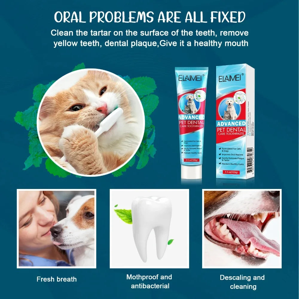 Pet Oral Care Toothpaste Dogs and Cats Fresh Breath Clean Teeth Tartar Plaque Removal Edible Safe Dental Health Care Supplies