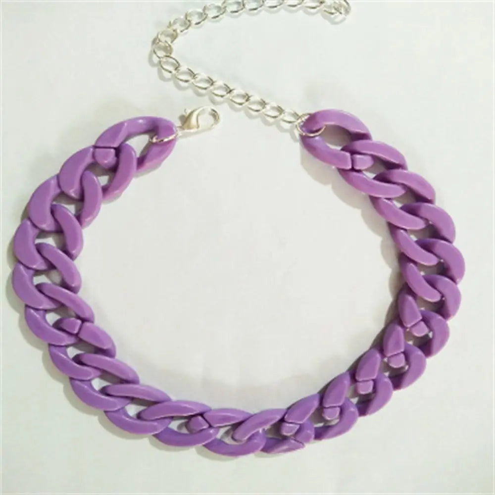 Women's Neck Chain Fashion Colorful Acrylic Thick Necklace For Women Men Bohemian Plastic Choker Collar Jewelry Gifts